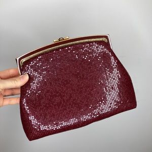 Vintage GC metal chain burgundy clutch